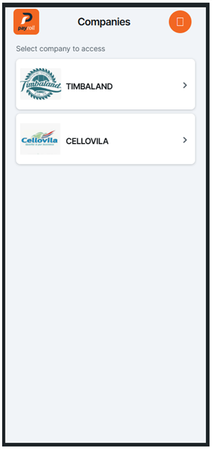 PayrollApp Companies Screen